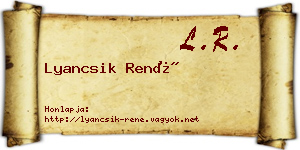 Lyancsik René névjegykártya
